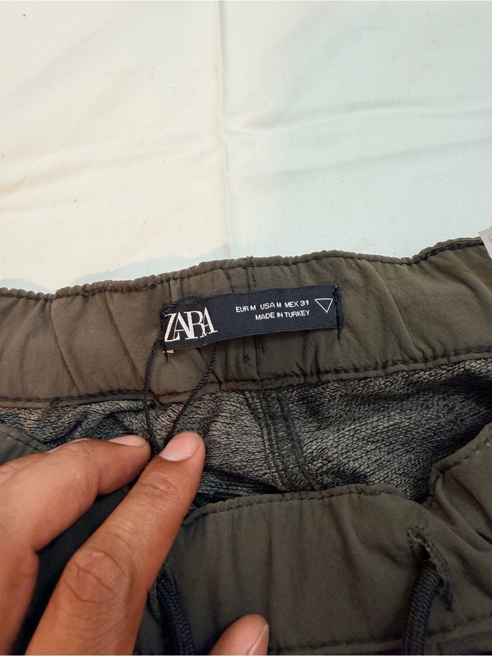 ZARA Olive Green Elastic Drawstring Joggers